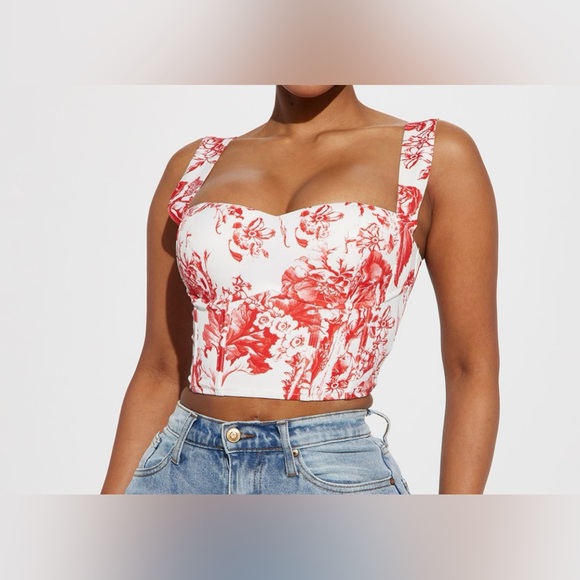 Fashion nova floral corset top. Size M - Picture 3 of 7